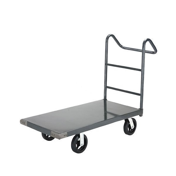 Global Industrial Platform Truck w/Steel Deck, 8 Rubber Casters with Ergo Handle, 60 x 30, 2400 Lb. Capacity 952136E - main